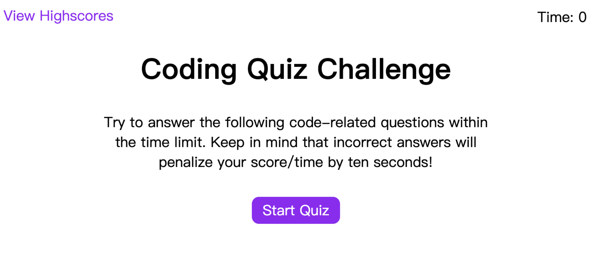 Code Quiz